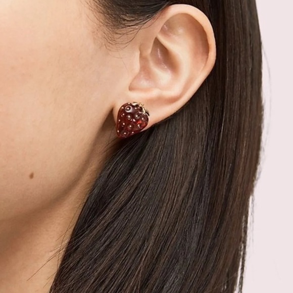 $59 Kate Spade picnic perfect strawberry stud earrings - Picture 2 of 7